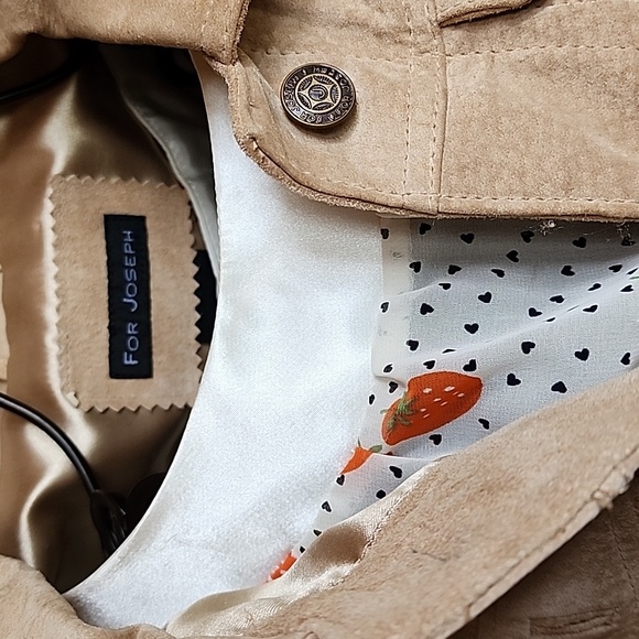 2 pc For Joseph Suede Jacket & XX3 Sheer Strawberry Top BUNDLE 2 PIECE both sz S - Picture 6 of 17